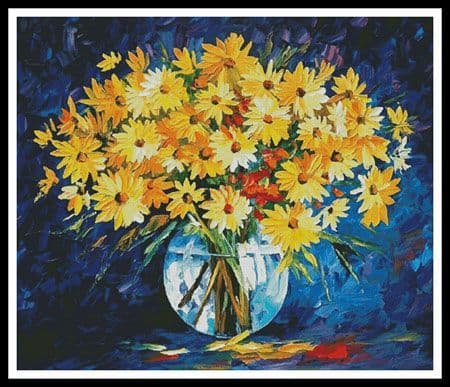 Yellow on Blue (Large) by Artecy printed cross stitch chart